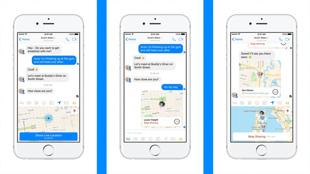 Facebook Messenger'a canlı konum güncellemesi!
